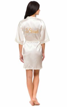 Bride Shower Gifts, Robe For Bride, Satin Bridesmaids, Personalized Bathrobe, Satin Bridal Robe, Ivory Bride, Bridesmaid Kimono, Bride Shower, Embroidered Kimono