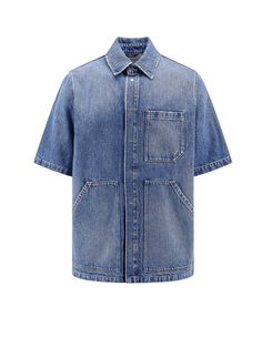 Denim oversize shirt- Pointed Collar- Closure With Snap Buttons- One Breast Pocket With Logo And Two Frontal Pockets- Made In Italy- 100% Cotton Fendi Shirt, Oversize Shirt, Zegna Shoes, Oversized Shirt, Blue Shirt, Italian Fashion, Denim Shirt, Blue Man, Shirt Shop