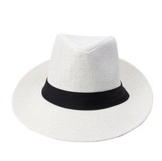 Large Brim Paper Straw Panama Hat with Black Ribbon-Hats-Innovato Design-Cream-Innovato Design Straw Panama Hat, Large Brim Hat, Gym Outfit Men, Classy Men, Wearing A Hat, Summer Style Casual, Suit Accessories, Complete Outfits, Formal Looks