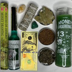 Money Bundle - Soulfulvibesco Spiritual Items Products, Money Altar, Christian Witchcraft, Spiritual Water, Spiritual Vision Board, Money Oil, Witchy Candles, Money Mindset Quotes, 100 Bill