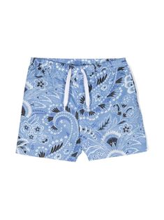 light blue paisley print elasticated drawstring waistband straight leg two side slit pockets straight hem thigh-length mesh lining Be mindful to try on swimwear over your own garments. Kids Swim Shorts, Funky Prints, Abstract Paisley, Baby Swimwear, Swim Short, Baby Swimming, Boys Swimwear, Kenzo Kids, Spring Summer 2024