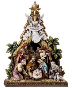 the nativity scene is depicted in this figurine