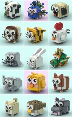 the legos are all made up of different kinds of animals