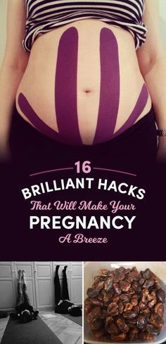 pregnant woman with her belly painted purple and the words brilliant hacks that will make your pregnant