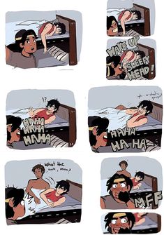 comic strip strips showing people laying in bed and talking to each other about what they are doing