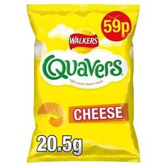 Walkers Quavers Cheese Snacks 59p PMP 20.5g (Case of 32) - Honesty Sales U.K Potato Snack, Sandwich Fillers, Cheese Powder, Monosodium Glutamate, Potato Snacks, Whey Powder, Peanut Allergy, Cheese Crisps, Cheese Snacks