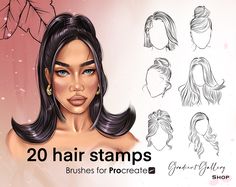 20 hair stamps brushes for procreite