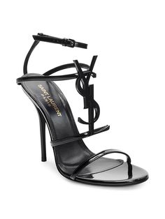 Strappy leather stilettos with signature YSL finish Self-covered stiletto heel, 4'' (110mm) Leather lining Adjustable ankle strap Open toe Leather lining and sole Made in Italy Dr Shoes, Ysl Heels, Yves Saint Laurent Shoes, Ysl Shoes, Stiletto Sandals, Shoes Shoes, Strappy Heels, Womens High Heels, Luxury Shoes