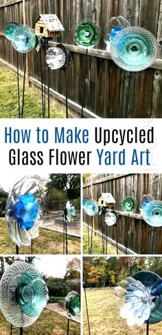 how to make upcycled glass flower yard art with garden stakers and stakes