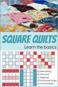 the square quilts pattern is shown with instructions to make it