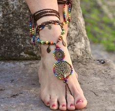 Barefoot SandalsRainbow Jewelry Tree of life Jewelry | Etsy Beaded Ankle Wrap Barefoot Sandals As Gift, Beaded Ankle Wrap Barefoot Sandals For Gift, Beaded Toe Ring Barefoot Sandals As Gift, Hippie Beaded Barefoot Sandals As A Gift, Beaded Toe Ring Barefoot Sandals For Gift, Adjustable Ankle Wrap Barefoot Sandals As Gift, Bohemian Ankle Wrap Barefoot Sandals, Handmade Jewelry For Summer Meditation, Adjustable Multicolor Barefoot Sandals For Festivals