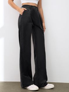 Details Composition: 100% Polyester Design: Plain Style: Casual, Basic Thickness: Regular Sheer: No Material: Corduroy Pant type: Wide Leg Occasion: Business Pattern: Plain Size & Fit Pants Length: Long Pants Stretch: Non-stretch Fit Type: Shift Size Length Hips Inseam Waist 2XS 103 92 72 62 XS 104 96 72.5 66 S 105 100 73 70 M 106 104 73.5 74 L 107.5 110 74.5 80 XL 109 116 75.5 86 2XL 110.5 122 76.5 92 2XS 40.6 36.2 28.3 24.4 XS 40.9 37.8 28.5 26 S 41.3 39.4 28.7 27.6 M 41.7 40.9 28.9 29.1 L 42. Non-stretch Corduroy Pants, Solid Non-stretch Corduroy Pants, Chic High-waisted Corduroy Pants, Casual Velvet Bottoms For Spring, Chic Corduroy Straight Pants, Chic High-waist Corduroy Bottoms, Solid Straight Leg Corduroy Pants, High Waist Black Corduroy Pants, High-waist Black Corduroy Pants