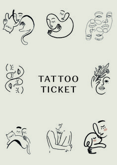 the logos for tattoos are drawn in black and white