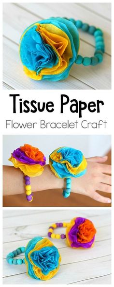 the instructions for how to make tissue paper flower bracelets