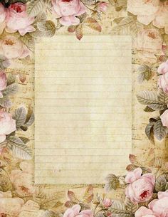 an old paper with roses on it