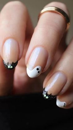 Ghost Nails, Nails With White, Bat Nails, Thanksgiving Nails