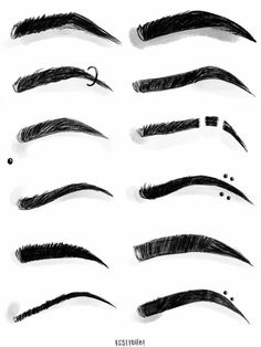 the different types of eyebrows are shown in black and white