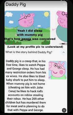 the peppa pig story is shown in this screenshoter's phone screen