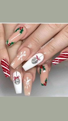 Nail Type, Nail Forms, Christmas Nail Designs, Christmas Nail, Christmas Nail Art, False Nail, Artificial Nails