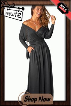 Black V Neck Batwing Sleeve Maxi Dress Chic Black Solid Color Maxi Dress, Black Solid Color Maxi Dress For Fall, Casual Evening Maxi Dress For Fall, Casual Fall Evening Maxi Dress, Chic Black Maxi Dress For Fall, Black V-neck Maxi Dress For Going Out, Sleeve Maxi Dress, Maxi Dress With Sleeves, Batwing Sleeve