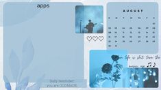 an image of a desktop calendar with flowers and music notes on the page, as well as photos