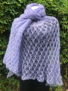 Lavender hand knitted lace scarf made of fine yarn (75% kid mohair and 25% silk). This scarf is very lightweight. It will be great with your beautiful evening dress or any everyday outfit. The measurements of the scarf is approx.  31.4x78.7 in (80x200cm)  The weight is  3.45oz (98g) Care tips: The scarf should washed by hands in warm (30 degrees C). Note: Shade of colors may vary on your monitor. Thank you for visiting my shop! Hand Knitted Purple Knitting Pattern, Handmade Purple Shawl For Winter, Handmade Purple Winter Shawl, Handmade Mohair Shawl Scarf, Evening Wrap, C Note, Evening Wraps, Beautiful Evening Dresses, Knitted Lace