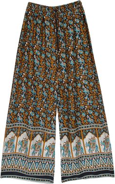 A bohemian streetwear summer pants in black and blue with a wide leg bottom - these elastic waist pants are lightweight and comfortable.  These loose-fit pants are ideal for lounge wear or yoga wear and just perfect for the beach too. #tlb #Floral #Printed #Elephant #Streetwearpajamas #WideLegPants #elephantwidelegpants Bohemian Blue Ankle-length Wide Leg Pants, Casual Wide Leg Boho Print Harem Pants, Casual Boho Print Wide Leg Harem Pants, Bohemian Blue Wide Leg Yoga Pants, Bohemian Style Blue Wide Leg Yoga Pants, Bohemian Blue Wide-leg Yoga Pants, Blue Bohemian Wide Leg Pants For Vacation, Blue Wide-leg Bohemian Harem Pants, Bohemian Blue Wide-leg Harem Pants