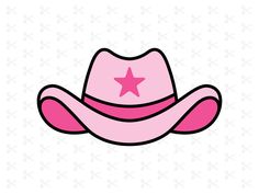 Pink Cowgirl Hat Clipart, Cowgirl Hat Drawing Easy, Cowgirl Hat Painting, Cowboy Hat Pictures, Cowbow Hat, Cowgirl Hat Drawing, Cowgirl Hat Svg, Cowboy Hat Svg, Preppy Hat