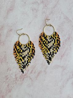 **Handwoven with Miyuki Delica beads.** **Earwires are surgical steel and hoop 24k gold plated.** **Each earring  8 cm long and weighs  4g.** **Please keep your earrings away from water, chemicals, and perfume.** **I will ship your order within 4 days. It will be delivered in 3-12 business days via ShipEntegra.** **10% OFF 2 ITEMS FROM THE SHOP.** ♥♥Your order will be shipped with a surprise gift included♥♥ **Thanks for looking! Be sure to check out my other jewelry: serhatbeads.etsy.com** **If you have any questions, please feel free to contact me.**