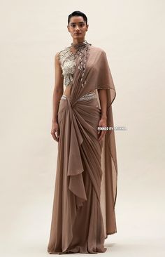 Varun Nidhika - India 🇮🇳 Varun Nidhika Collection, Drape Saree Indo Western, Varun Nidhika, Drape Sari, Pink Saree Silk, Dhoti Skirt, Indian Dress Up, Saree Drape, Drape Sarees