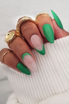 Cute Acrylic Nails, Green Nails, Swag Nails