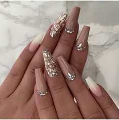 Ombre Nail Design, Prom Nail Designs, Ombre Nails Glitter, Ombre Nail Designs, Beautiful Nail Designs, Prom Nails, Classy Nails