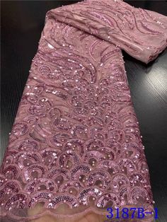 Pink Lace Sequin Fabric With Pearl Embroidery, Pink Pearl Embroidered Lace Sequin Fabric, Pink Sequin Lace Fabric With Pearl Embroidery, Pink Lace Embroidered Fabric For Evening, Elegant Pink Sequin Fabric For Banquet, Beaded Lace Fabric, Nigerian Lace, Net Lace, Womens Wedding Dresses