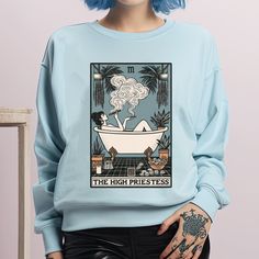 Priestess Tarot Card, High Priestess Tarot, Tarot Design, Tarot Card Design, Envy Clothing, The High Priestess, Gender Fluid Fashion, Casual Glam, Design Sweatshirt