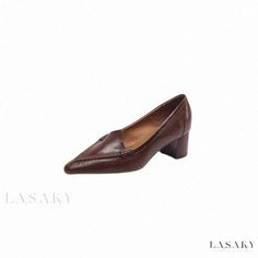 Lasaky - Simple yet Sophisticated Ankle Boots with Chunky Heels Fall Round Toe Block Heels For Office, Fall Office Block Heels With Round Toe, Chic Fall Block Heels With Round Toe, Trendy Office Heels For Fall, Low Heel Block Heels For Office In Fall, Low Heel Court Shoes For Office In Fall, Fall Office Court Shoes Medium Width, Fall Office Court Shoes With Low Heel, Elegant Brown Block Heels For Fall