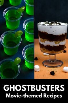 ghostbusters recipes Green Apple Jello Shots, Smores Trifle, Apple Jello Shots, Apple Schnapps, Theme Snack, Homemade Chocolate Pudding