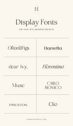 the font family for display fonts