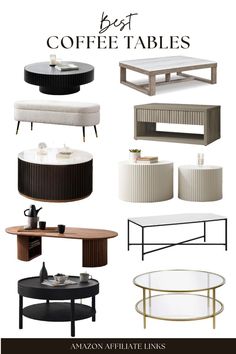 the best coffee tables for living room and dining room with text overlaying it