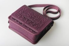 Big leather purse, purple messenger bag, hot tooled purse, violet crossbody bag, purple shoulder bag, capacious leather bag, unique bag Purple Leather Tote Shoulder Bag, Purple Leather Rectangular Bag, Purple Shoulder Bag Satchel, Handmade Purple Shoulder Bag, Purple Leather Shoulder Bag With Adjustable Strap, Purple Crossbody Bag For Gift, Purple Crossbody Bag As Gift, Handmade Purple Shoulder Bag For Everyday, Purple Small Mobile Phone Bag For Gift