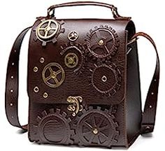 Steampunk Crossbody Shoulder Purse Leather Messenger Bag Satchel School Bag Gothic Retro Briefcase for Women (A-028) : Amazon.ca: Clothing, Shoes & Accessories Steampunk Bag, Steampunk Leather, Tas Bahu, Womens Messenger Bag, Steampunk Women, Style Steampunk, Pu Bag, Masquerade Party, Moda Vintage