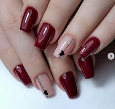 Short Coffin Nails Designs, Kutek Disney, Manicure Nail Designs, Red Acrylic Nails, Fancy Nails Designs, Pretty Nail Art Designs, Blue Nail, Coffin Nails Designs, روتين العناية بالبشرة