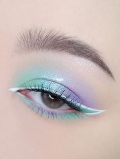 Makeup; eyeshadowlook; makeup inspo; Makeup idea; douyin; cbeauty; natural makeup; eyeshadow; blush; false eyelashes Pastel Eyeshadow Looks, Pink And Blue Makeup, Pastel Makeup Looks, Pastel Eye Makeup, Sky Makeup, Korean Eye Makeup