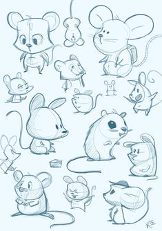 some drawings of mice and mice