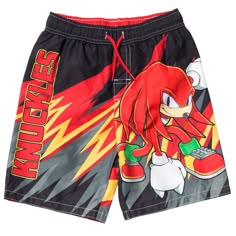 Sonic Clothes, Sonic The Hedgehog Knuckles, Sonic Merch, Shorts Bathing Suit, Evil Doctor, Doctor Eggman, Knuckles The Echidna, Bathing Suit Shorts, Boys Swim Trunks