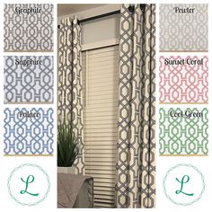 four different types of curtains with the letter l on them