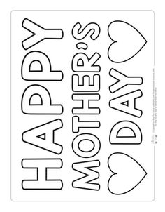 happy mother's day card with hearts and words