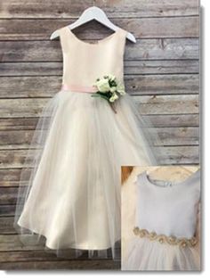 Satin Bodice and Satin Skirt with Tulle Overlay, Satin Sash, Beautiful Pin-on Bouquet  Also available with Rhinestone Sash  Available in Blush Pink, Champagne, Lilac, Sage, Blue  Sizes 2-12 Sage Blue, Satin Sash, Pink Champagne, Satin Skirt, Girl Dresses, Occasion Wear, Blush Pink, Bodice, Lilac