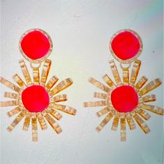 Brand New Red Summer Party Jewelry, Chic Red Earrings For Summer, Chic Red Summer Jewelry, Summer Pink Metal Jewelry, Trendy Coral Jewelry For Summer, Trendy Coral Summer Jewelry, Chic Pink Summer Jewelry, White Statement Earrings, Gold Star Earrings