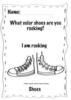 a pair of shoes with the words, what color shoes are you rocking? i am rocking