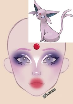 Pokemon Inspired Makeup, Espeon Makeup, Gengar Makeup, Umbreon Makeup, Makeup Stitches, Mlp Makeup, Anime Makeup Looks, Espeon Cosplay, Makeup Looks Drawing